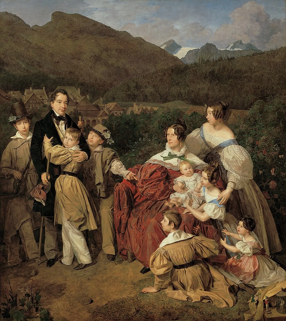 Ritratto del notaio Josef August Eltz con la moglie Caroline, e i loro otto figli a Ischl - Österreichische Galerie Belvedere